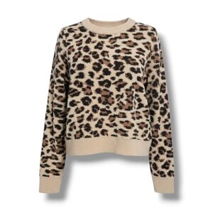 Orange Kiss Women’s Brown Animal Print Sweater Top – Size Medium